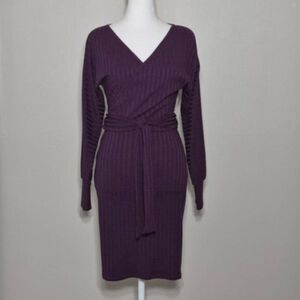 VENUS Women’s Ribbed Belted Bodycon Dress Purple Size XS NWOT